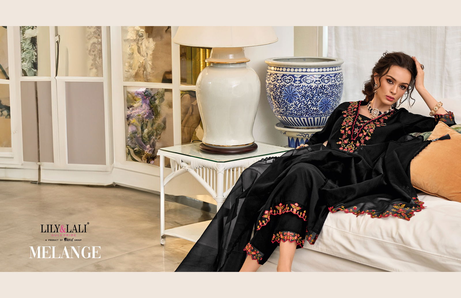 Melange By Lily And Lali Silk Embroidery Kurti With Bottom Dupatta Wholesale Clothing Suppliers In India